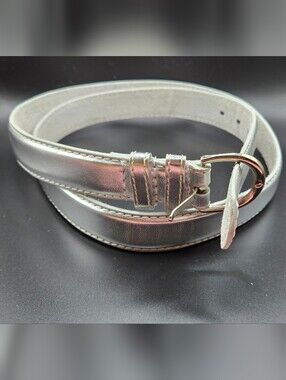 Silver Women's Metallic Leather Belt